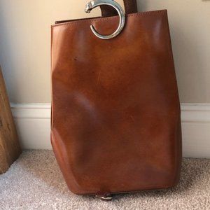 Vintage Cartier Panthere Brown Leather Backpack Shoulder Bag